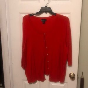 Holiday red 3/4 sleeve lightweight cardigan